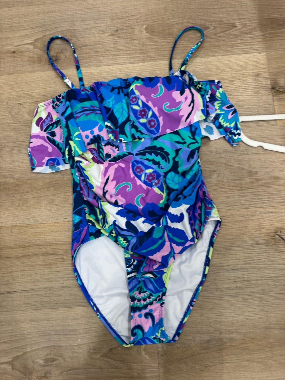 Womens Blue & Purple Floral One-Piece Swimsuit